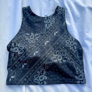 Aqua Athletics Bandana Print Crop Top/Sports Bra (XS)
